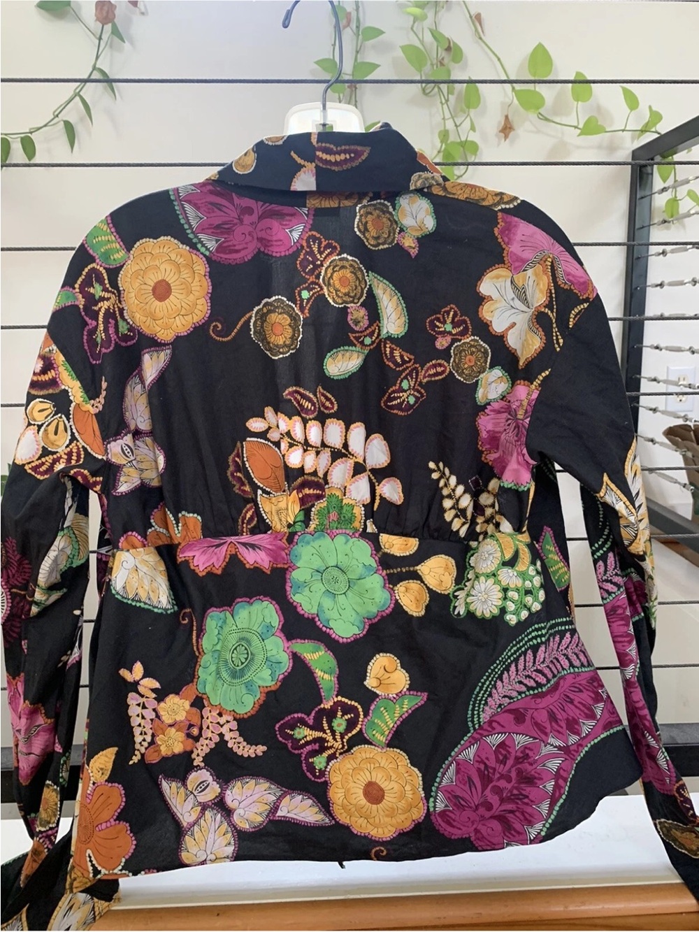 ETRO Black Floral Print Jacket with Green & Pink Accents